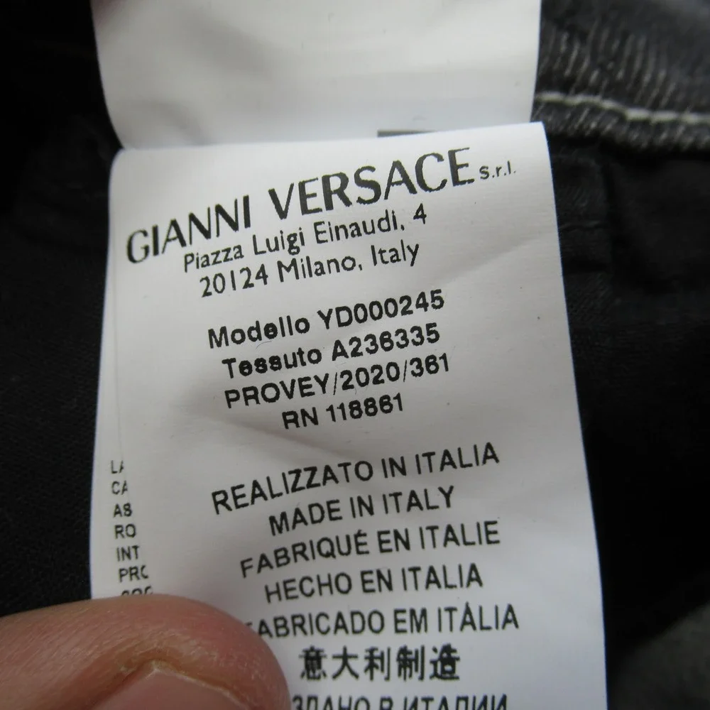 Versace Jeans Youth 6A 22X21 Gray Logo Graphic‎ Button Waist Straight Italy Made